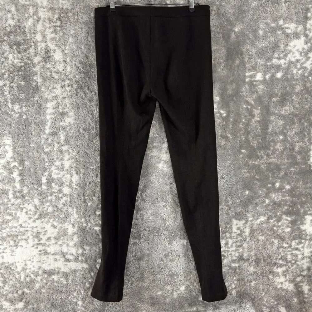 Vince Size 10 Stretch Flat Front Casul Pants Brown Button Zip - Picture 3 of 12